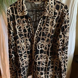 Black rayon sheer jacket with Embroidery